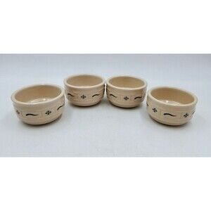 Longaberger Pottery Woven Ramekin Traditions Green Custard Cup USA Stackable S/4